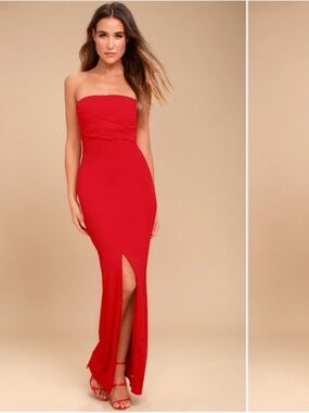 LULU's Elegant Prom Wedding Special Event Sexy Strapless Holidays Maxi Dress